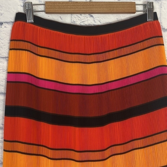 J. Crew orange striped pleated midi skirt 4 NWT - Picture 3 of 8